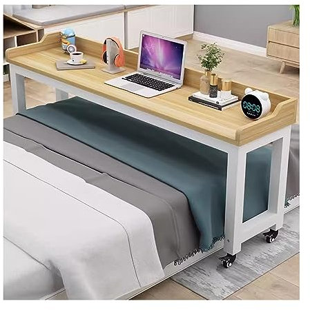 Verstellbarer Beistelltisch mit feststellbaren Rollen, ideal für Arbeit, Studium oder Essen im Bett, abnehmbarer Schreibtisch für Schlafzimmer-Beistelltische
