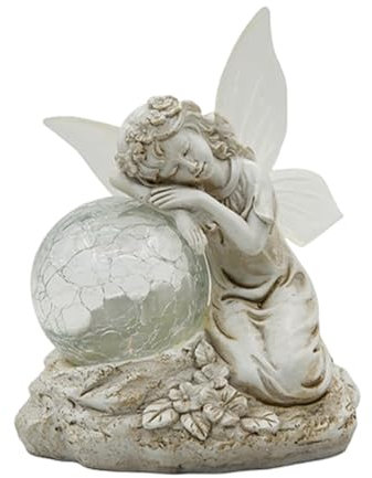 Outdoor Solar Garden Fairy Decor - Resin Figurines with Glass Ball | Whimsical Yard, Lawn, Flower Bed, Walkway, and Pond Decorations