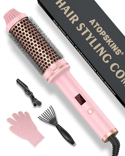 38MM Thermal Brush Ionic Thermal Brushes, 120-210°C Double PTC Round Brushes Heated Curling Iron Temp, Heat Brush, Volumative Thermal Brushes, Create Root Volume & Loose Curls