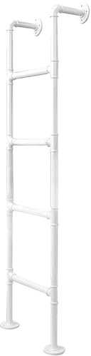 White Wrought Iron Wall Mounted Ladder for Home Loft 100 300cm Height Basement Window Well Access Attic Bunk Bed Stairway (260cm/102in)