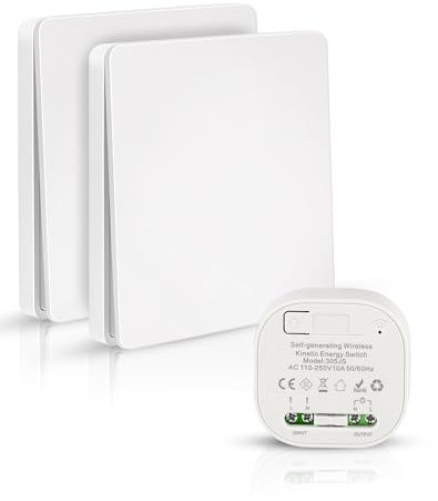 LAOYE 2 Remote Light Switches Wireless Interruttore Senza Fili 220V 433Mhz Interruttore Wireless Interruttore Telecomandato Portata 30 Metri per Lampada Fino a 1500W