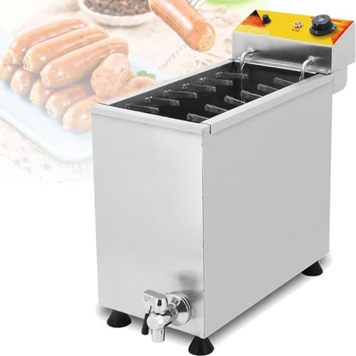 CWCQGH Hot Dog Stick Fryer,Commercial Automatic 12 Hooks Large Capacity Cheese Hot dog Sticks Fryer,200 degrees temperature adjustable,ElectricCorn Dog Machine