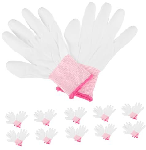 Homoyoyo Guantes de Trabajo de Nailon Recubrimiento Pu Rosa, 12 Pares