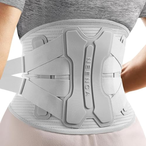 NEENCA Faja lumbar para aliviar el dolor lumbar con sistema de soporte biónico, cinturón de soporte lumbar para mujeres y hombres con almohadilla, tejido de punto 3D suave