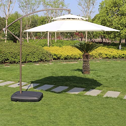 Parasol d'extérieur déporté avec manivelle et inclinaison pour protection solaire, idéal pour jardin et terrasse