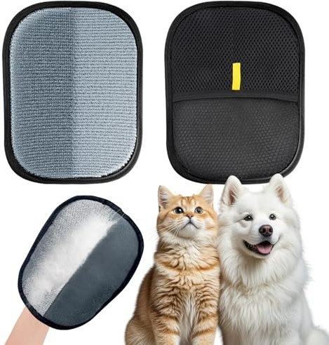 VIVIDRISE Double-Sided Pet Grooming Gloves, Lot de 2 Gants Antistatiques Réutilisables à Double Faces, Gant de Toilettage pour Le Lavage Le Toilettage et l'Élimination des Poils d'animaux
