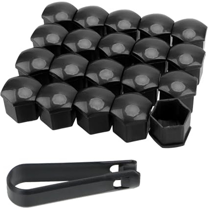 Radmutterkappen, Radschraubenkappen 20 Stücke 17/19/21mm Auto Radmutter Bolzenkopf Abdeckkappe Schutzbolzenkappen Außendekoration Schutzbolzen Felgen Schrauben Stecker(20Pcs Black,21mm 20pcs)
