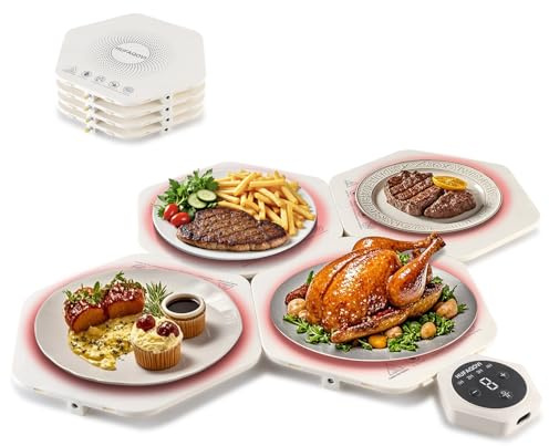 Food Heating Pad - Fast Heating Silicone Electric Tray, Level 4 Temperature Rise, Protect Table, Roll Up Self-Service Hot Plate Heating Pad, Portable Food Warmer for Party and Family Trips (4)