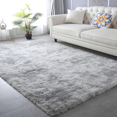 Bestash Grand Tapis Salon,Epais Tapis de Chambre Shaggy XXL Doux,Poil Long Antidérapant Décoration Moquette Chambre Descente de Lit Chambre Adulte/Gris/Ado/Fille Ado(Gris,120 * 160cm)