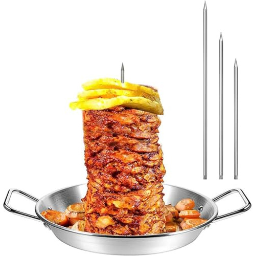 Jooehyer Soporte de Acero Inoxidable, Parrilla Vertical para Brochetas, Púas Extraíbles, Brocheta Brasileña para Barbacoa, Brocheta Reutilizable para Parrilla de 9 Pulgadas