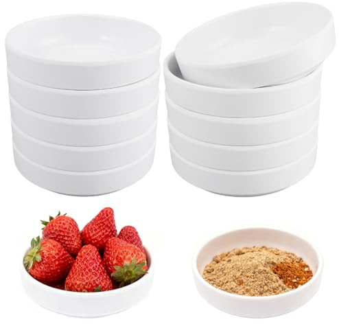 10 Stück Kleine Schälchen für Dips, 8.7 X 2.6 cm Sojasauce Schälchen Weiß, Dipschalen, Runde Saucenschälchen, Stapelbare, für Sushi Sojasauce Ketchup Gewürze Snack Nuss, für Saucen, Beilagen, BBQ