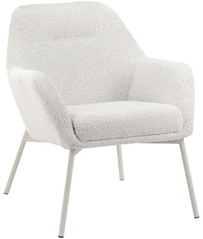 Poltrona con braccioli Gambe in ferro Rivestimento in tessuto Bianco sporco