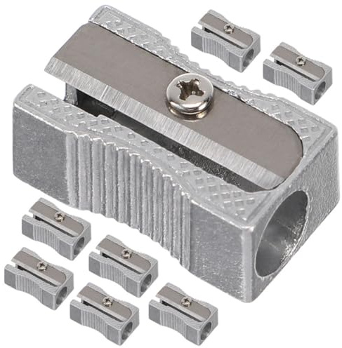 NOLITOY Juego de 8 Sacapuntas Manuales Metálicos Orificio Pequeño y Compacto Cuchilla de Adecuado para Uso Escolar Oficina y Papelería Reutilizables y Portátiles