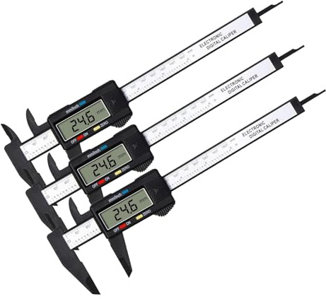 Vinabo Calibre Digital, Pie de Rey Clásico de 150 mm / 6 pulgadas con Pantalla LCD Grande Calibre para Mediciones Externas, Internas, de Profundidad y de Paso (Paquete de 3)
