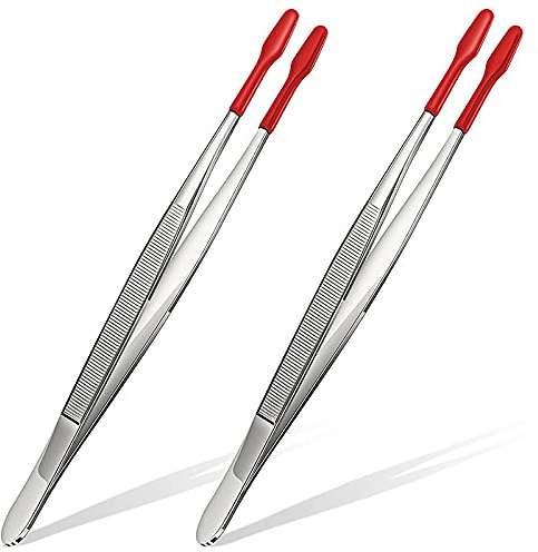 Staeekkzy 2 Piezas de Pinzas de Punta de Goma, Pinzas de PrecisióN de Silicona de PVC, Pinzas para Manualidades Industriales de Laboratorio, Herramienta, Roja
