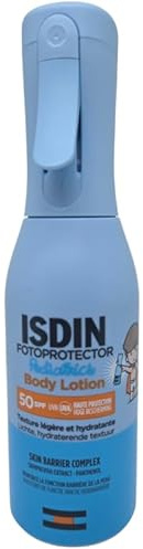 ISDIN Fotoprotector Body Lotion Pediatrics SPF50, Protector solar corporal ligero en pistola para niños a partir de 6 meses, Crema solar que hidrata intensamente la piel, 250ml
