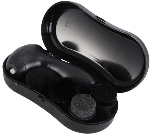 Levemolo Spazzola Elettrica per Scarpe in Abs e Lana Sintetica Set 1 Pezzo con Pennello Lucidante e Spazzola per Scarpe la Cura Quotidiana in Pelle Nero