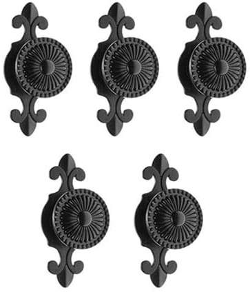 5Pcs Pulls Handles Knobs for Drawer Door Kitchen,Cabinet Knobs Furniture Wardrobe Round Antique - Black