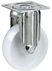 Polyamid Edelstahl Bockrolle ø 80mm Plattenbefestigung, rostfrei, Polyamidrad, Gleitlagerung, Edelstahl, VA, VA2, Inox