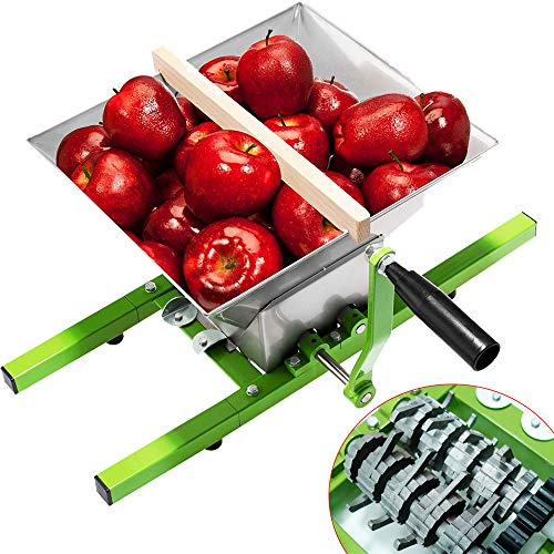 Aufun Molino de Frutas 7L de Acero Inoxidable - Prensa de Uvas y Pulpa Con Manivela