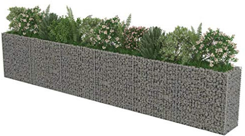 Festnight Gabion Jardiniere en Acier galvanisé Rectangulaire Gabion Jardinière de Jardin de Terrasse Décoration de Jardin 540 x 50 x 100 cm