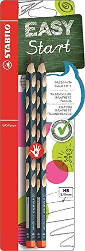 Ergonomischer Dreikant-Bleistift für Rechtshänder - STABILO EASYgraph in petrol - Härtegrad HB - 3 x 2er Pack