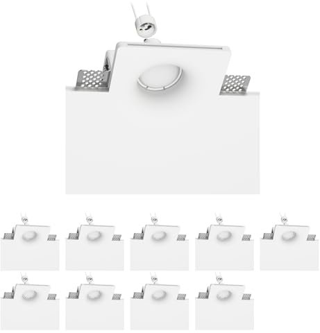 ledscom.de 10 Stück LED Gips Einbaustrahler GIEDI DIY, inkl. GU10 Lampe 630lm weiß