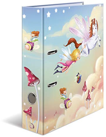 HERMA Ordner A4 Feen, 7 cm breit, Ringordner mit Kindergarten Motiv, bunter Aktenordner mit Innendruck für Jungen, Mädchen und Kinder