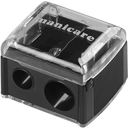 Manicare Dual Cosmetic Pencil Sharpener, For Large And Small Lip, Eye and Brow Pencils, Eyeliner, Lip Liner, Catches Shavings, Cosmetic Makeup Tool, Duo, Easy To Clean, Eliminates Mess