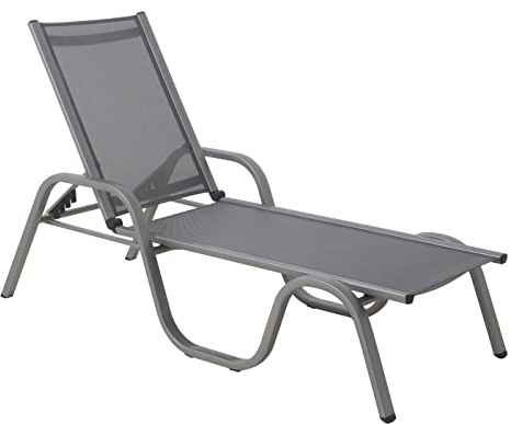 Dehner Gartenliege Chicago, ca. 201.5 x 69 x 53.5 cm, Aluminium, grau