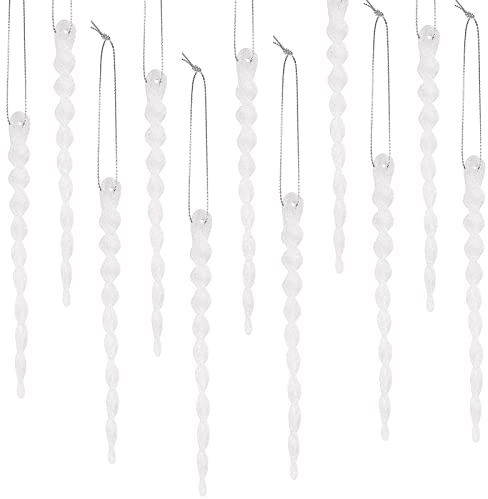 30 Pcs Christmas Plastic Icicle Twisted Plastic Icicle Ornaments Christmas Tree Hanging Decoration and Holiday Xmas Party Wedding Hanging(5.12 Inch,White)