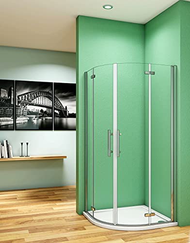 Acezanble Duschkabine 90x90cm Runddusche Duschabtrennung Viertelkreis Dusche H195cm mit Duschtasse