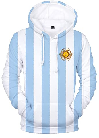 YuanDiann Qatar Coupe du Monde Football Pull a Capuche Fans Manche Longue Homme Femme Loose Sweat Shirt Impression Extensible Sport Casual Hoodie avec Poche