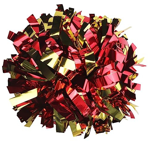 GUIFIER 2 Stücke 6 Zoll Cheerleader Pompons mit Schlagstockgriff, Metallic Cheerleading Pom Poms Handblume, Tanz Pompoms Cheerleader Kinder Cheers Balls, Cheerleader Puschel Teamgeist
