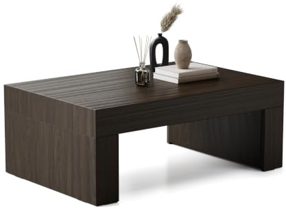 MOBILI FIVER, Mesa de Centro Evolution 90x60, Nogal Americano, mesita salón, mesita Auxiliar Baja, Made In Italy
