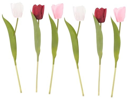 Happyyami 6 STK Simulation Tulpe Blumen Für Die Gefälschte Weiße Tulpen Künstliche Tulpenblumen Kunstblumen-tulpen Wohnkultur Seidentuch Gefälschter Blumenstrauß Haushalt