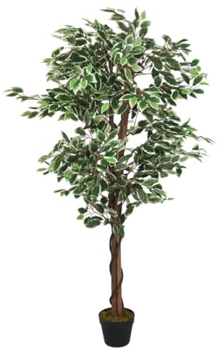 vidaXL Ficusbaum Künstlich, Kunstpflanze mit 1260 Blättern, Kunstbaum Dekobaum für Innen Außen, Künstliche Pflanze Zimmerpflanze, Grün 200 cm