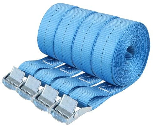 ASelected 4Pcs Ratchet Tie Down Straps 4 M X 25 Mm Adjustable Cargo Straps Ratchet Straps For Bike Motorcycle Vans Cargo Trailer Kayak Luggage(Blue)
