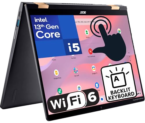 Acer Chromebook Spin 714 14 WUXGA Touchscreen 2-in-1 Laptop, 13th Gen Intel 10-Core i5-1335U (Beat i7-1270P), 8GB LPDDR4X RAM, 256GB PCIe SSD, WiFi 6E, Bluetooth 5.2, Backlit Keyboard, Chrome OS