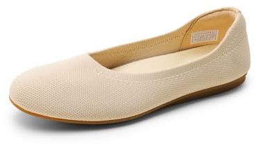 DREAM PAIRS Ballerine da Donna Pieghevoli in Maglia con Supporto per L'Arco Scarpe Comode da Donna Eleganti e Casual da Lavoro per Ufficio,Size 37,Nudo,SDFA2423W