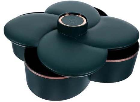 UTHCLO Contenitore Porta Caramelle Rotante Scomparti Singolo Strato, Scatola Decorativa per Snack e Noci, Organizer per Feste e Picnic, Custodia per Conservazione Alimenti Coperchio