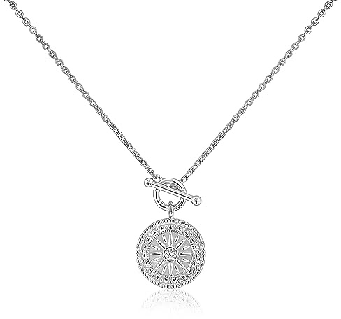 Mary & Jules Kette Damen 925 Sterling Silber, mit Sonnen Anhänger, Sonnenkette aus recyceltem Silber, Länge 45 cm, Kette Silber für Frauen Mädchen