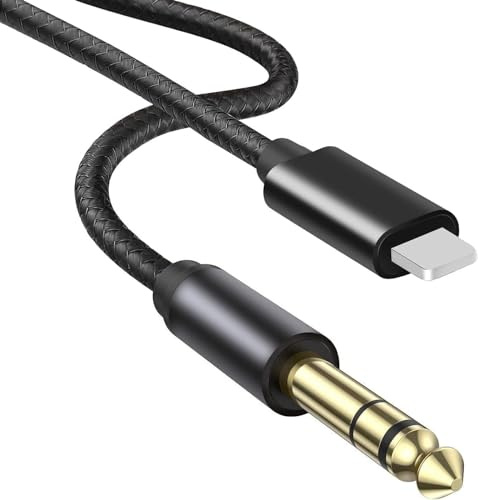 NCGGY i-phone to 6.35mm 1/4 inch Audio Aux Jack Cable 2M,6.35mm TRS aux stereo Cable for i-Phone13,14,12,11,XR,XS,8,7,i-Pad, Amplifier,Speaker,Headphone,Mixer.