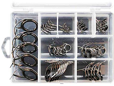 Flpeekash 40 Teile/Satz Angel Rute Fuehrungen Spitze 8 Grössen Pole Reparatur Kit Linie Ringe Augen Set Ringe Edelstahl Rahmen