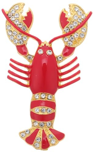 SAFIGLE Strass Brosche Rot 5.50X3.50X1.00Cm Tierförmiger Modeschmuck Vielseitige Anstecknadel Und Anhänger Für Damen Party Hochzeit Kostümzubehör
