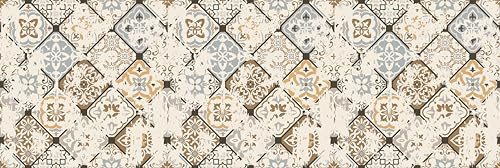 HUBDECO - Teppich - Küchenteppich - Badezimmerteppich - Badteppich - Küchenläufer - Teppich Läufer - Teppich Küche - PCV, Vinyl - rutschfest - Rustikales Patchwork - 60x180cm