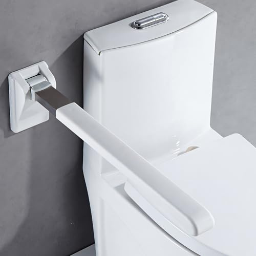 lesolar Foldable Toilet Grab Bar,Foldable Drop Down Toilet Rails with Anti-Slip Grip,90° Folding Bathroom Support Safety Rail,500lbs Capacity Bathroom Grab Bar for Elderly,Disabled & Pregnant