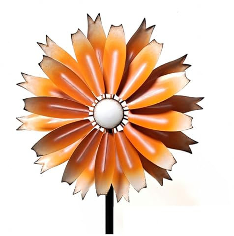 Garten Windrad 149cm Groß Windrad Edelstahl Kugellager Metall Windspiel FüR Den AußEnbereich,Terrasse, Rasen,Orange