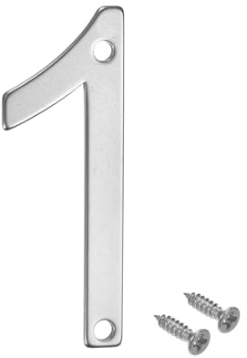 M METERXITY 1-Pack House Number, 2 Inch 304 Stainless Steel Mailbox Number Door Number Signage for Garden/Hotel/Mailbox/Address/Sign, House Number for Outside [Number 1, Silver]
