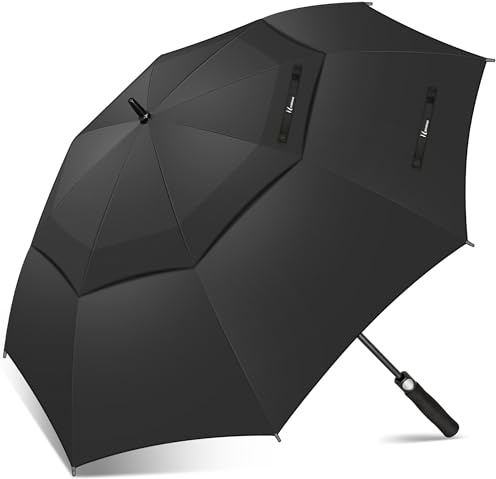 NINEMAX Golf Umbrella Windproof and Rainproof 68inch, Large Umbrella Double Canopy, Golfing Brolly Heavy Duty Unbreakable for Men Women(Black)